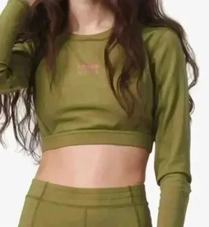 7 DAYS ACTIVE Cropped Long Sleeve Top in Capulet Olive Green Size L thumbnail 1