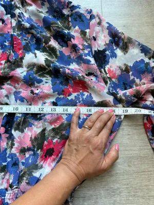 Misa Los Angeles Savanna Floral Asymmetrical Ruffle Layer Dress Size M Mock Neck thumbnail 15