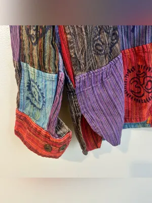 EzHippie Vibrant Stonewashed Patchwork Om/Ganesha Pullover HIppie Top Medium Red thumbnail 7