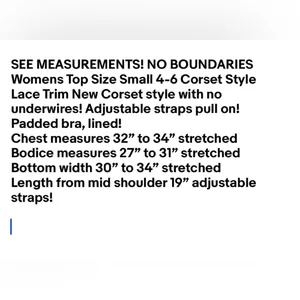 NO BOUNDARIES Womens Top Size Small Corset Style Lace Trim Padded Bra New thumbnail 8
