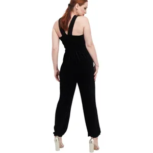 Sadie & Sage Textured Velvet Halter Jumpsuit Keyhole Crisscross Medium Glam thumbnail 2