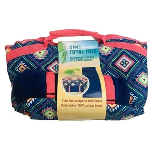 Mattia 2-in-1 Bath Towel & Beach Zip Tote Bag - Geometric Print thumbnail 3