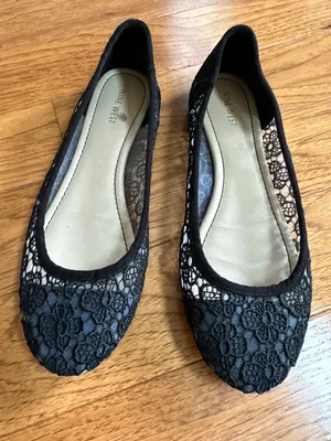 Nine West Black  Lace Ballet Flats thumbnail 1