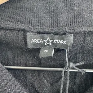 Area‎ Stars Quarter Zip Sweater Black Cable Knit Ribbed Collared Pullover S NEW thumbnail 6