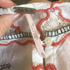 Free People Embroidered Peasant Top Elastic Waist thumbnail 5