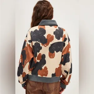 $148 FREE PEOPLE Cabin Cardigan zip jacket in happy cow combo S thumbnail 3