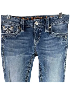 Rock Revival Maggie B21 Bootcut Jeans Women’s 27 Embellished Y2K Medium Wash thumbnail 3