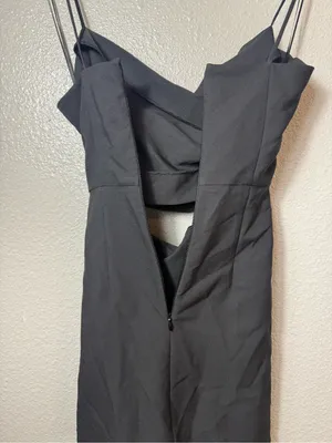 Zara Black Draped Cutout Mini Dress Ruched‎ Spaghetti Strap XS thumbnail 6