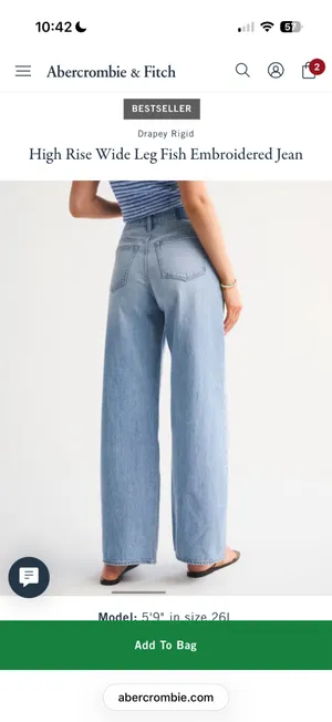Abercrombie High Rise Wide Leg Fish Embroidered Jean thumbnail 4