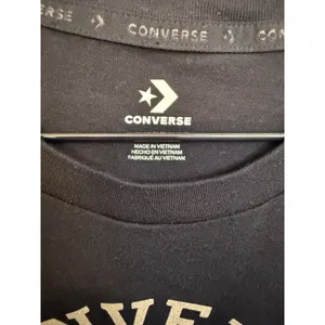 Converse Graphic T-Shirt Womens Small Black Excellent Silver Glitter Logo Tee thumbnail 2