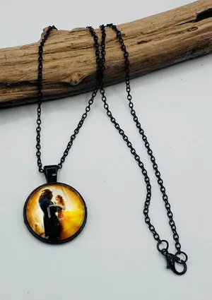 Princess Belle Beauty Beast Rose Art Silver Pendant Chain Necklace thumbnail 1