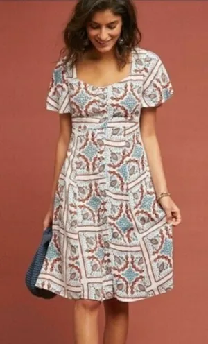 ANTHROPOLOGIE MAEVE Praslin Printed‎ Button Front Midi Dress thumbnail 1