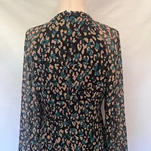 Tommy Hilfiger Maxi Dress 6 Dark Boho Y2K Whimsigoth Sheer Animal Print Tie Neck thumbnail 7