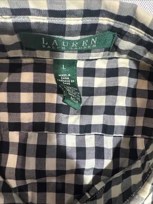 Ralph Lauren Black and White Gingham Button-Down Shirt with Embroidered Crest thumbnail 2