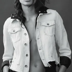 Free People Double Weave Denim Jacket Hoodie Distr thumbnail 2