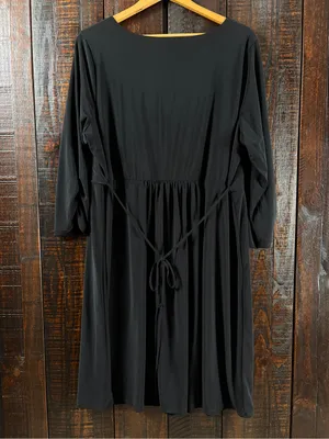 NY Collection Black V-Neck Jersey Dress with Chain Trim NWT 1X thumbnail 4