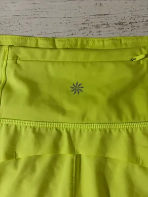 Athleta Neon Yellow Women’s Active Running Shorts Size Small thumbnail 3