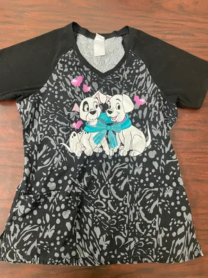 Disney Tooniforms Love Me Knot V-neck Scrub Top Size Medium thumbnail 1