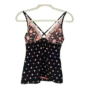Seafolly Inka Gypsy‎ Black/Pink V-Neck Tankini, Size 6 thumbnail 2
