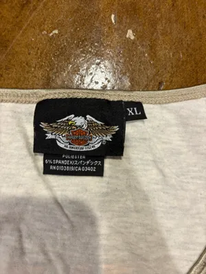 Harley-Davidson Cream Short Sleeve Tee with Floral Wing Graphic Y2K thumbnail 2