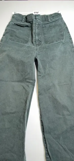 JO West Dark Green High Waist Wide-Leg Cotton Denim Trouser Pants Size XS thumbnail 9