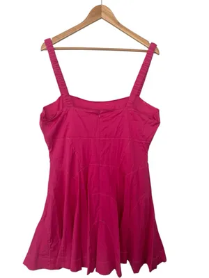 ANTHROPOLOGIE Plunge Drop Waist A Line Mini Dress Pink Size XL NEW thumbnail 6