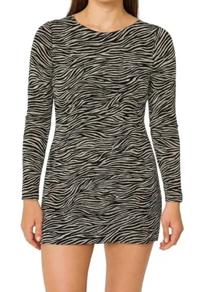 H&M Zebra‎ Print Long Sleeve Mini Dress – Size 6 thumbnail 1