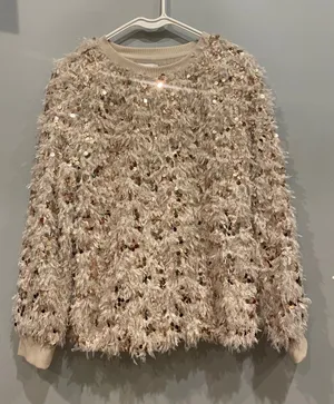 Gibson Latimer Cream Sequin Textured top- great going out - party look thumbnail 1