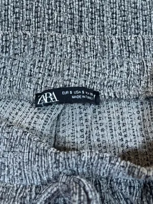 Zara Gray Ribbed Drawstring Pants thumbnail 3