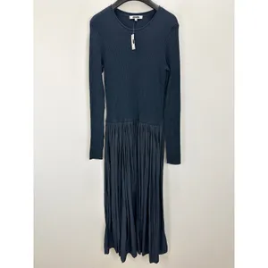 Madewell Ribbed Scoopneck Midi Dress A Line Classic Navy Blue Minimalist L NWT thumbnail 7