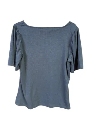 Anne Klein Ribbed Square Neck Knit Top Gray Sz L NWT thumbnail 2