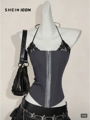SheIn Grey corset top thumbnail 1