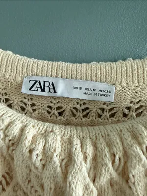 Zara Beige Crochet Knit Mini Dress thumbnail 4