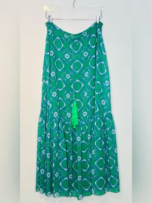 Alexis Green Meadow Tie Dye Chiffon Print Tassel Tie Maxi Skirt thumbnail 11