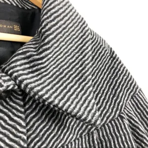Zara wool retro jacket with big buttons gray and black pattern, wide sleeves M thumbnail 14