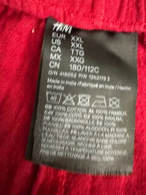 H&M Red Track Pants with White Heart Dots XXL thumbnail 4