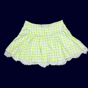 Hot Topic Green & White Gingham Lace Trim Bow Mini Skirt thumbnail 3