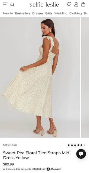 Selfie Leslie sweet pea floral tied straps midi dress yellow thumbnail 2