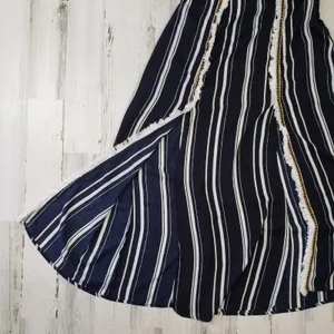 Polagram Navy Blue & White Stripe Split Maxi Skirt Women's Size Large thumbnail 6