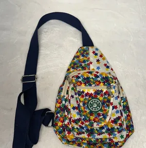 Blue and Yellow Mosaic Backpack with Adjustable Strap thumbnail 1