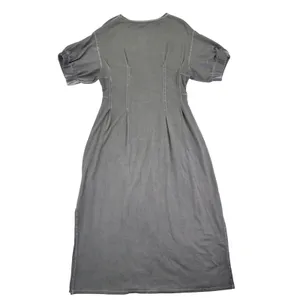 HOLDING HORSES Anthro Gray Tencel Cotton Maxi‎ Dress Short Sleeve Side Slits XS thumbnail 2