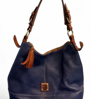 Dooney & Bourke Sophie Hobo Navy Pebble Grain Leather Shoulder Bag Tassel thumbnail 1