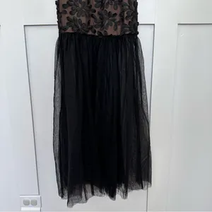 Dress the Population Strapless Black Floral Mesh Formal Gown Dress thumbnail 9
