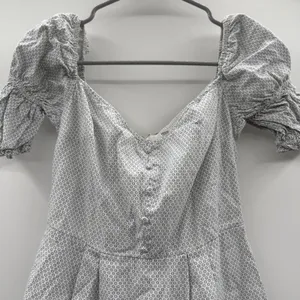 RTR Stylestalker Kelly White & Blue Micro Print Puff Sleeve Mini Dress Sz‎ XS thumbnail 4