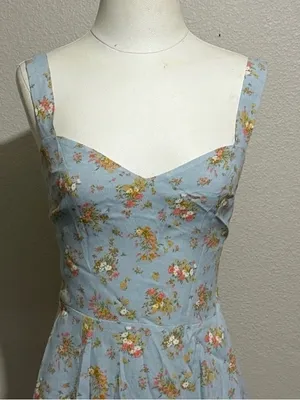 Reformation Humphrey Mini Dress Blue Floral Grazia Vacation romantic Fairy thumbnail 6