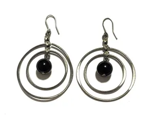 Black and Gray dangle earrings Silver thumbnail 1