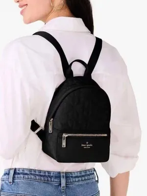 Kate Spade New York Flower Quilted Fabric Small Backpack Black thumbnail 1