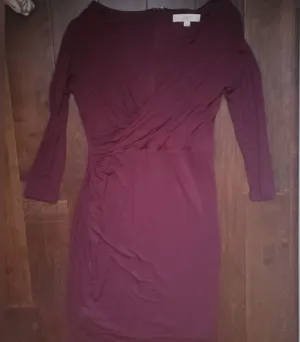 LOFT Wine Long-Sleeve Wrap-Style Sheath Dress Size Small thumbnail 1