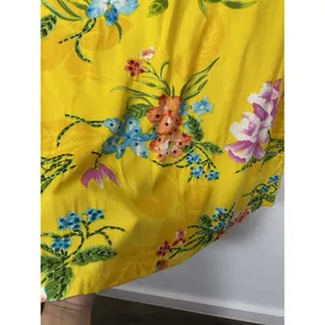 Indian Tropical Fashion Yellow Floral Beaded Sequin Rayon Sundress V-Neck M thumbnail 11