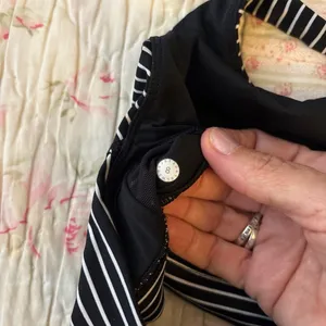 Lululemon Athletica Black and White Striped Sports Bra thumbnail 3